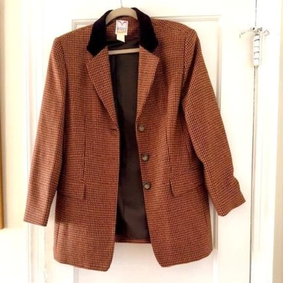 Vintage Monti Wool Tweed Checked Blazer Preppy Academia Autumn - Picture 2 of 10